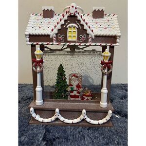 NWOT Raz imports Santa Musical Lighted Water Gingerbread House Seasonal Decor